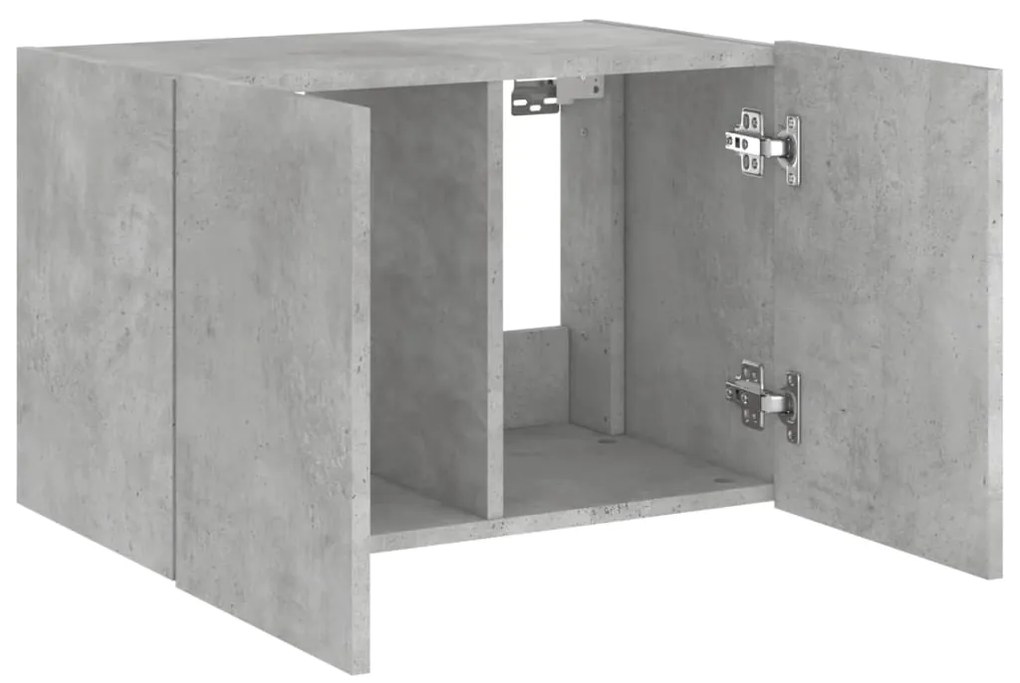 Móvel de parede p/ TV c/ luzes LED 60x35x41 cm cinza cimento