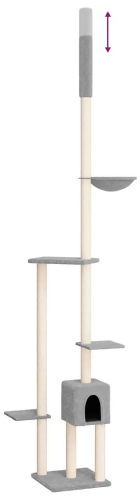 Árvore gatos altura ajust. chão-teto 258,5-284,5 cm cinza-claro