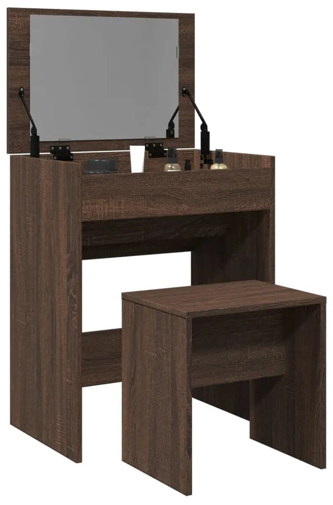 Toucador e banco 60x40x113,5 cm carvalho castanho