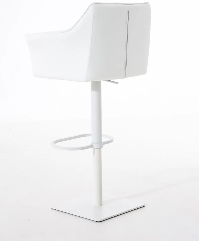 Banco de bar Damaso em couro sintético e com estrutura branca 64 x 88-113 x 45 cm Branco