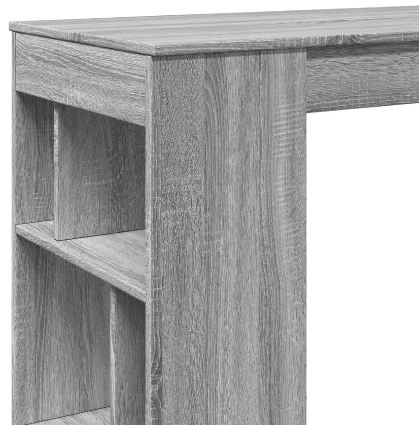 Mesa de bar c/ prateleiras derivados de madeira cinzento sonoma