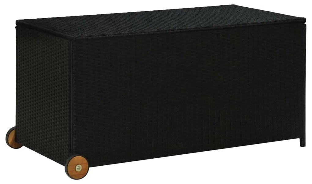 310089 vidaXL Caixa de arrumação para jardim 120x65x61 cm vime PE preto