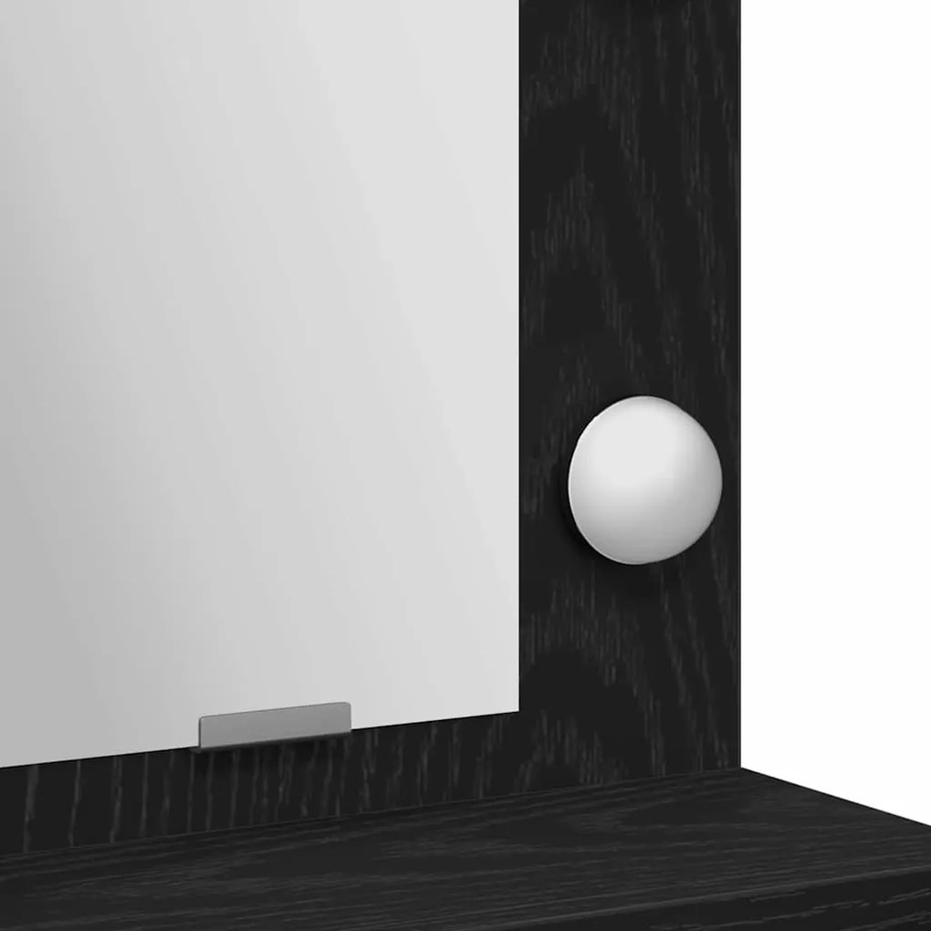 Mesa de Maquiagem vidaXL com Luzes LED Carvalho Preto 50x41x135 cm