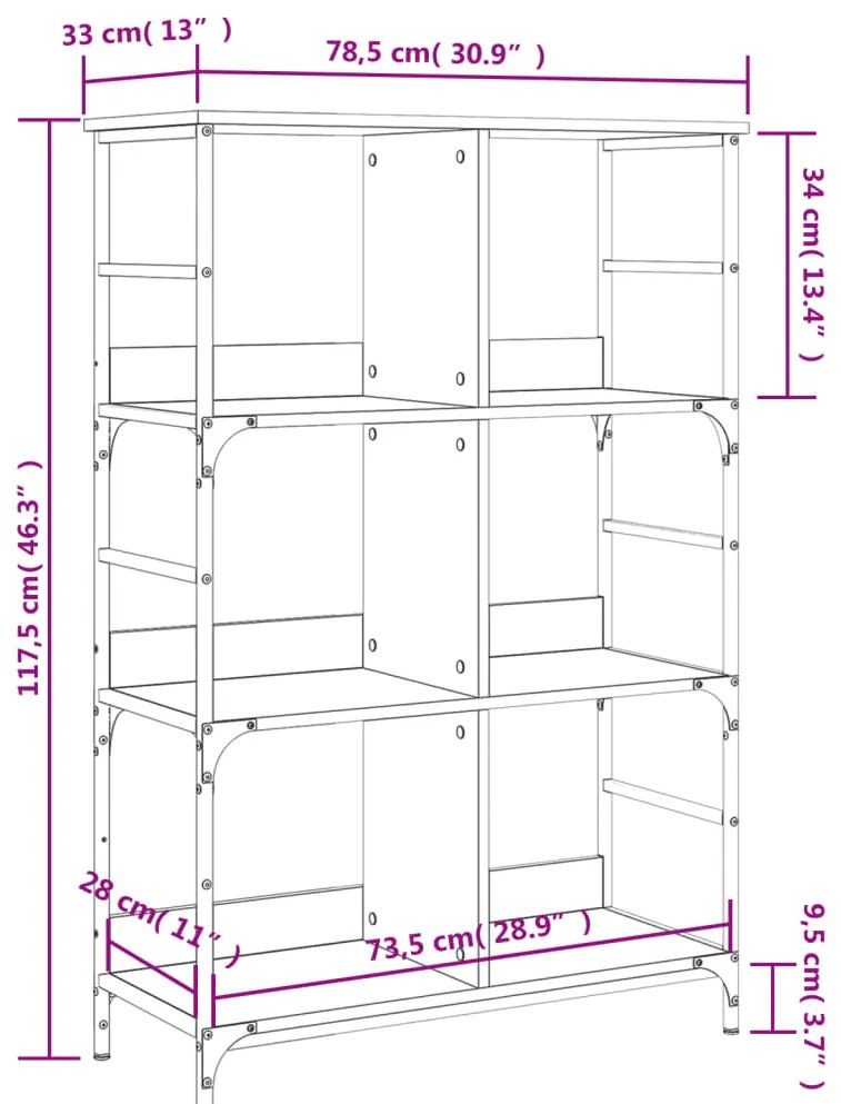 Estante 78,5x33x117,5 cm derivados de madeira cinzento sonoma