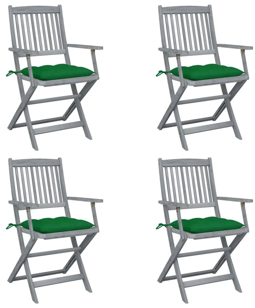 vidaXL Cadeiras exterior dobráveis c/ almofadões 4 pcs acácia maciça
