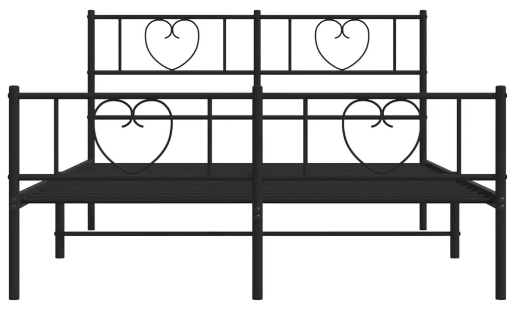 Estrutura de cama com cabeceira e pés 140x190 cm metal preto