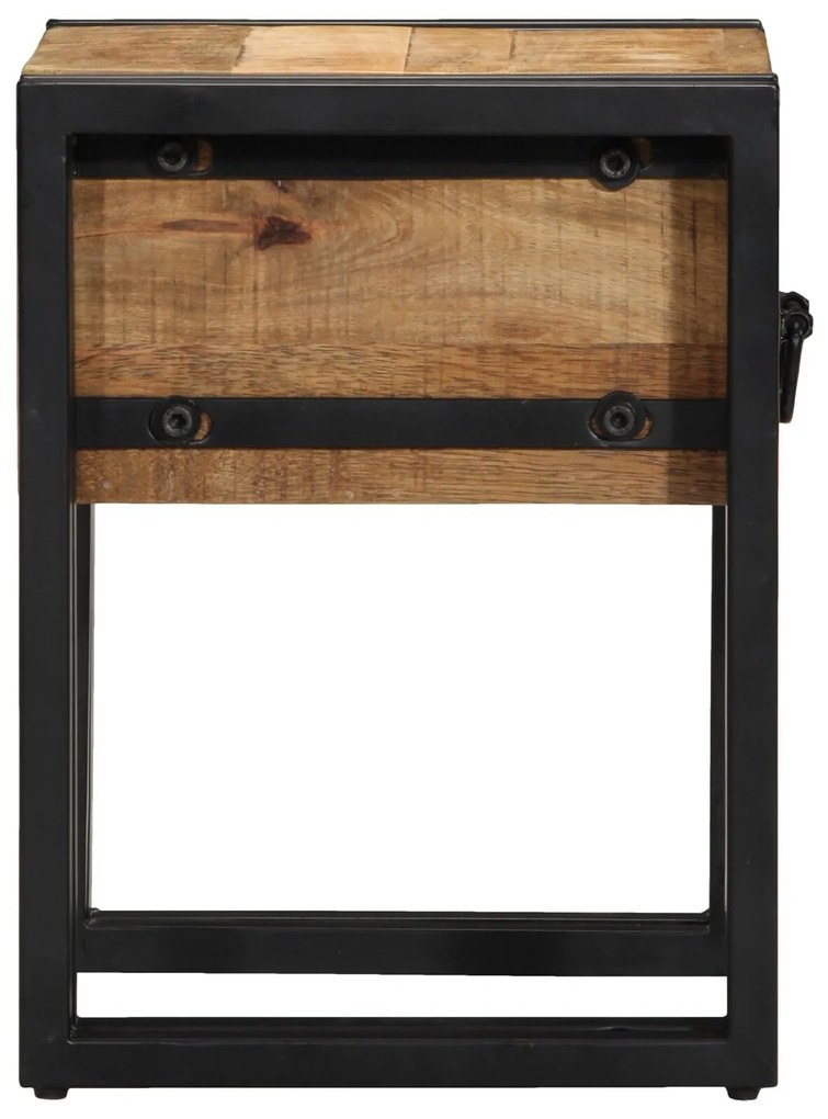 Mesa de Apoio vidaXL com Gaveta Preta 30x30x40 cm Madeira de Mangueira