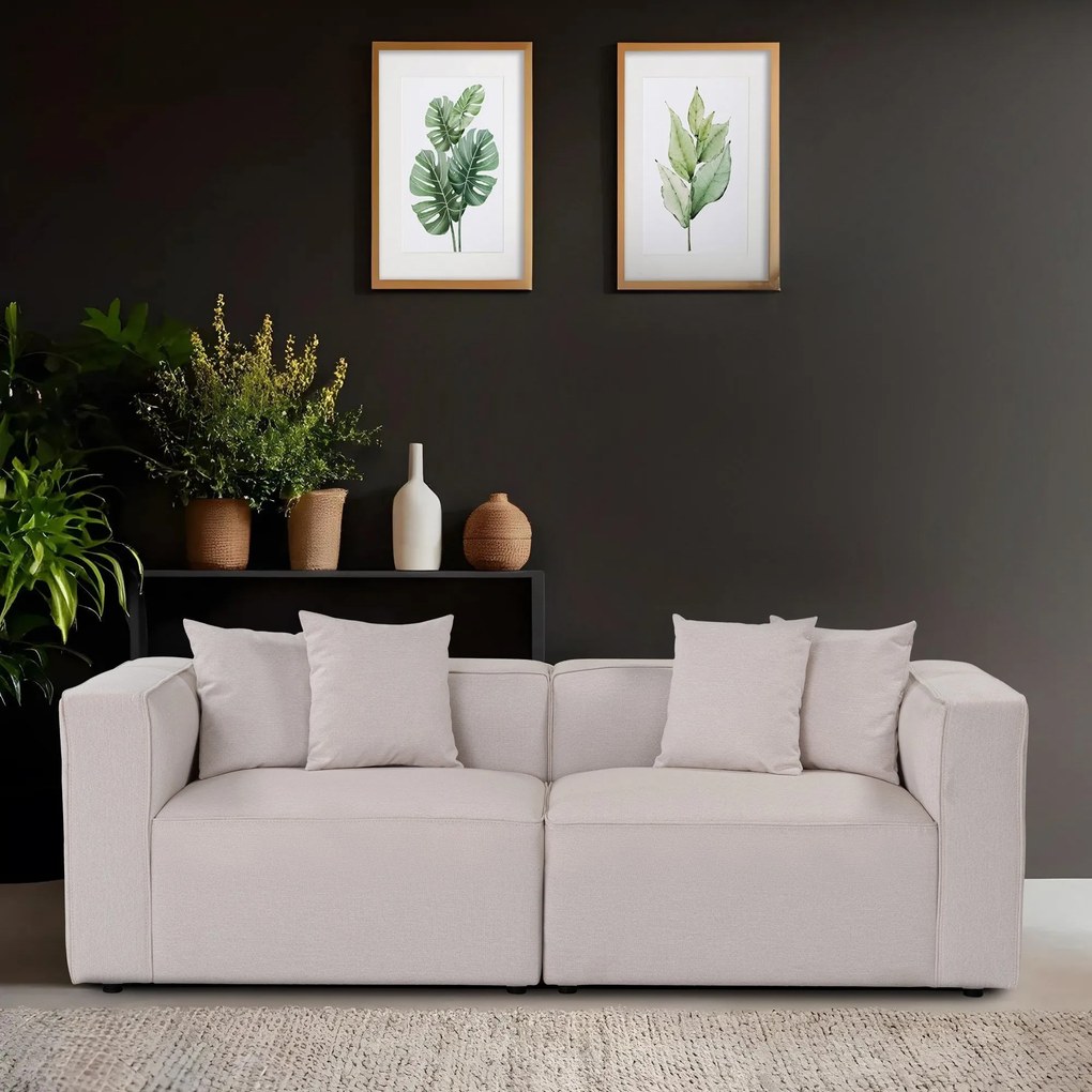 Sofá de 2 Lugares Mora – Ecru – 220x69x90 cm