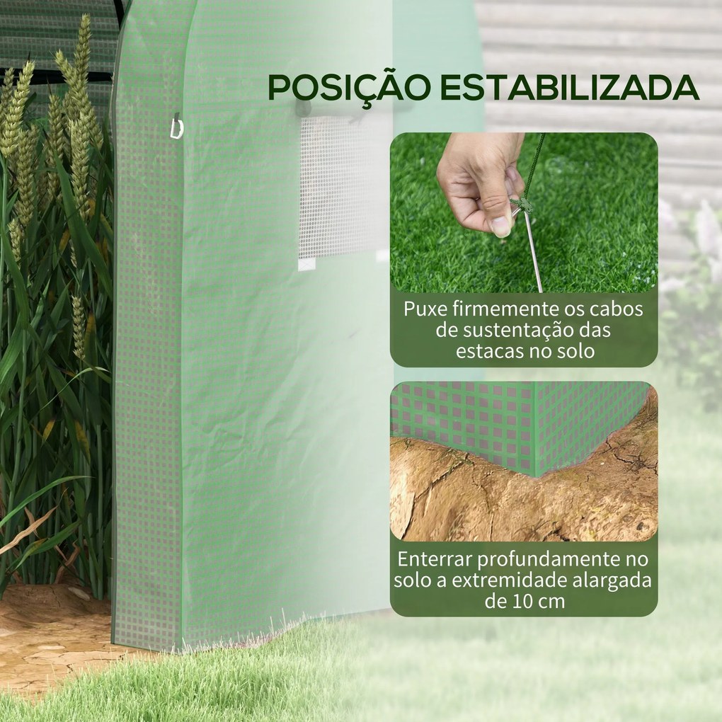 Estufa de Jardim Estufa Resistente com 4 Janelas 2 Portas com Fecho de