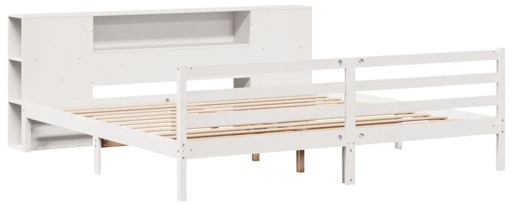 Cama com estante sem colchão 180x200 cm pinho maciço branco