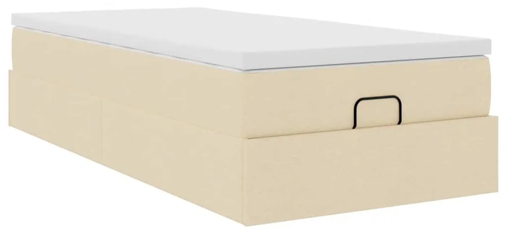 Estrutura de cama otomana com creme de colchão 90x200cm tecido