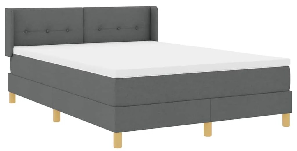 Cama Box com Colchão - Cinza Escuro, 140 x 200 cm, Tecido