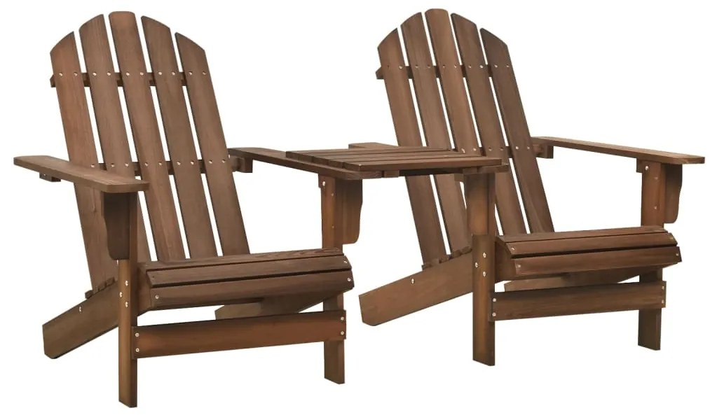 vidaXL Cadeiras jardim Adirondack + mesa centro madeira abeto castanho