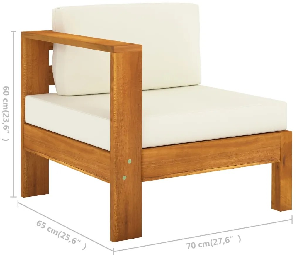 7 pcs conj. lounge de jardim c/ almofadões branco nata acácia
