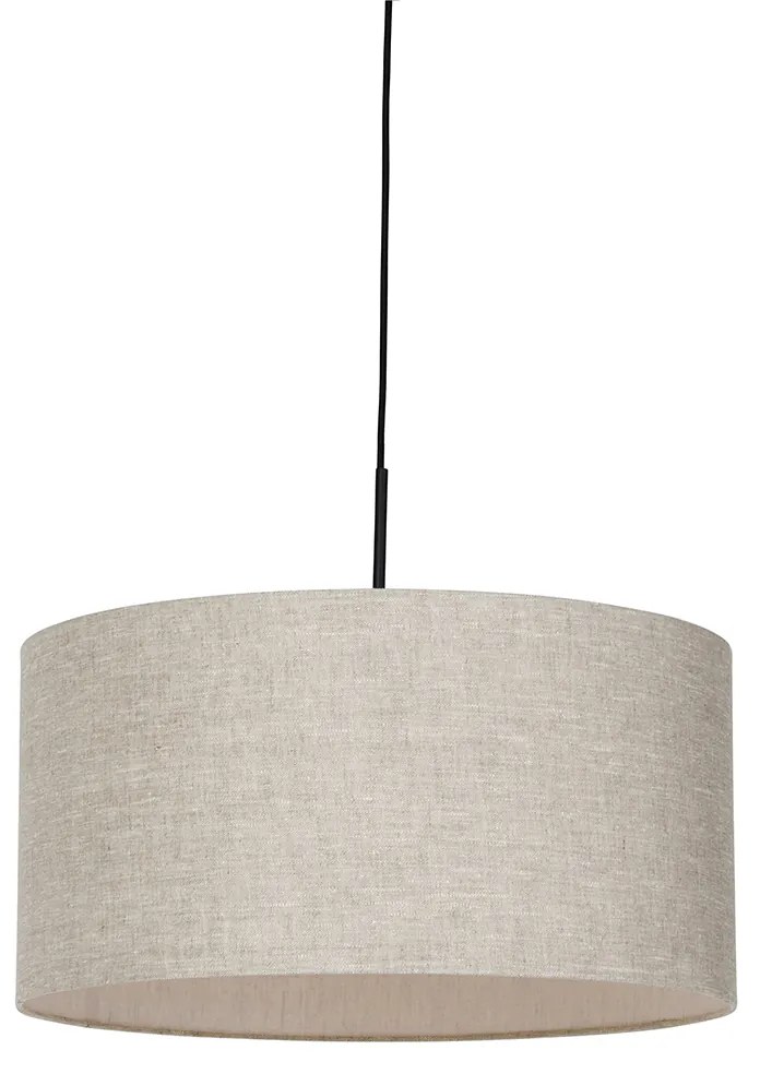 Candeeiro de teto rústico preto com cúpula bege 50 cm - Combi 1 Moderno