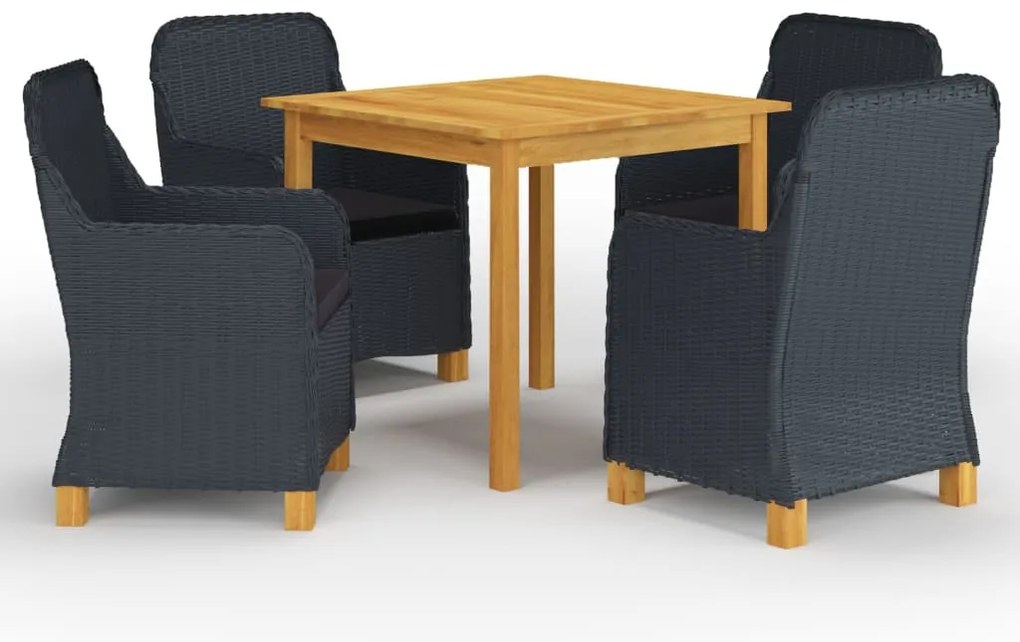 5 pcs conjunto de jantar para jardim cinzento-escuro