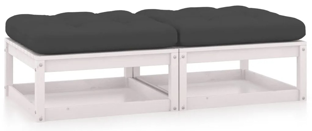 Apoio de pés p/ jardim c/ almofadões 2 pcs pinho maciço