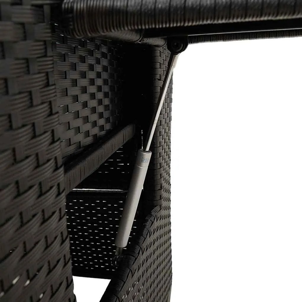 Cadeira de jardim reclinável com mesa de apoio vime PE preto