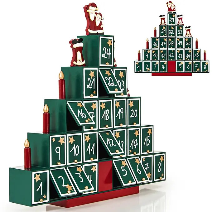 Calendário do Advento Árvore de Natal em madeira