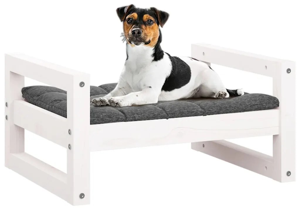 Cama para cães 55,5x45,5x28 cm madeira de pinho maciça branco