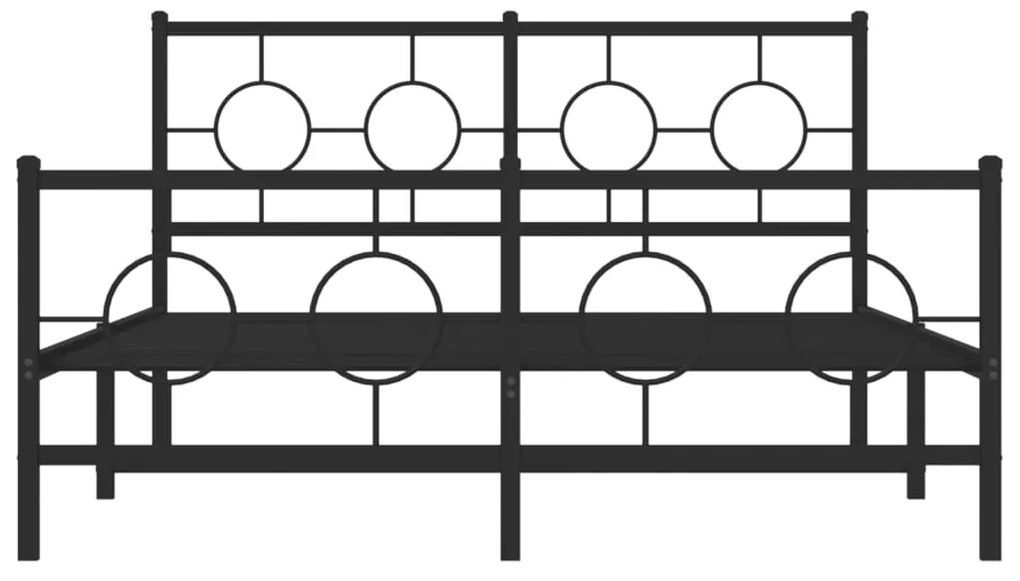 Estrutura de cama com cabeceira e pés 140x190 cm metal preto