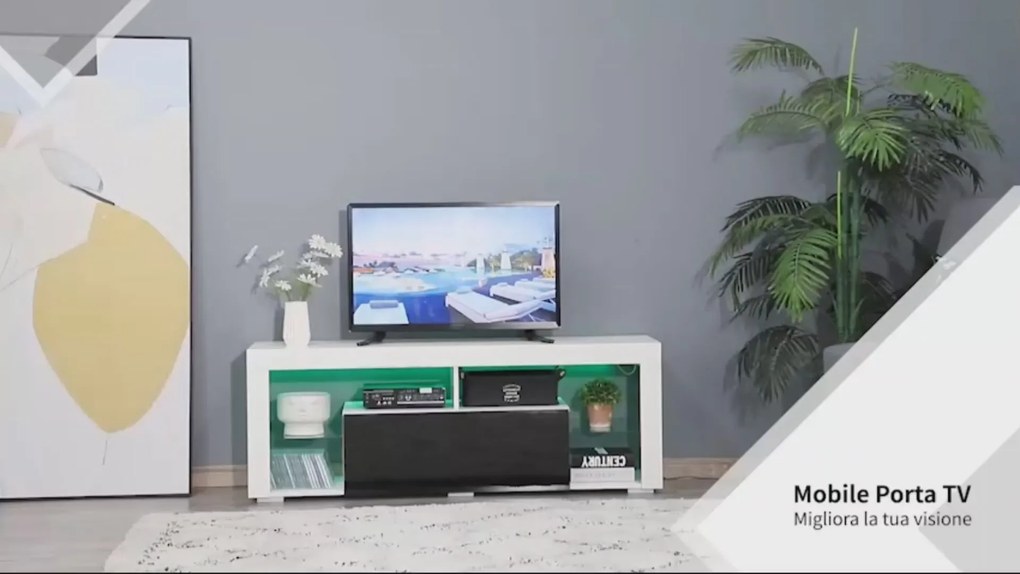 Móvel de TV Sunny - Branco e Preto - Design Moderno