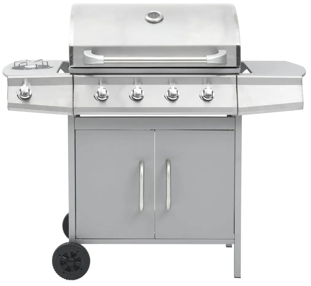 Grelhador/barbecue a gás 4+1 zonas de cozinhar prateado