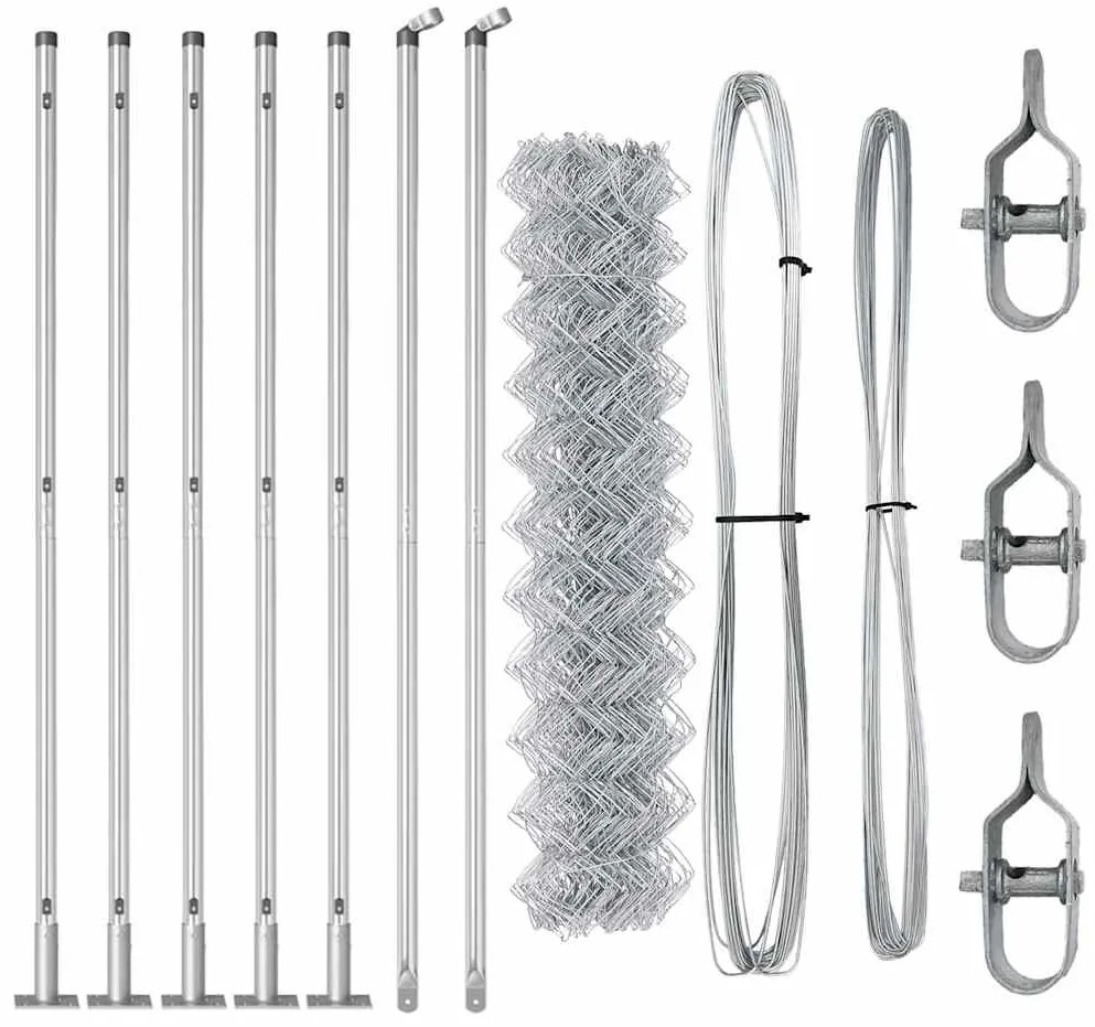 Conjunto de Postes de Cerca Prateado 10 x 1.2 m Aço Galvanizado