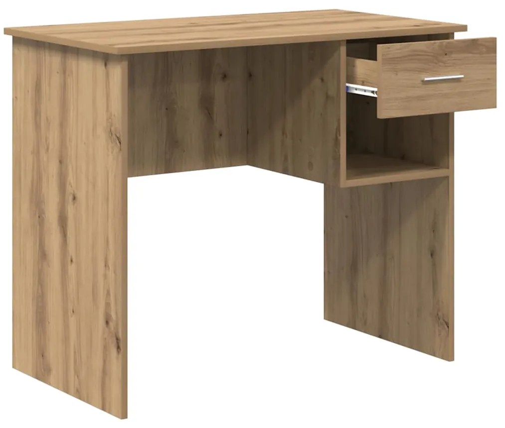 Mesa com Armazenamento Carvalho Artesanal 90x49,5x75 cm Madeira de Eng