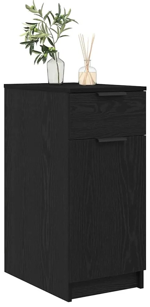 Armário de Mesa vidaXL em Carvalho Preto - 33x50x75 cm - Feito de Made