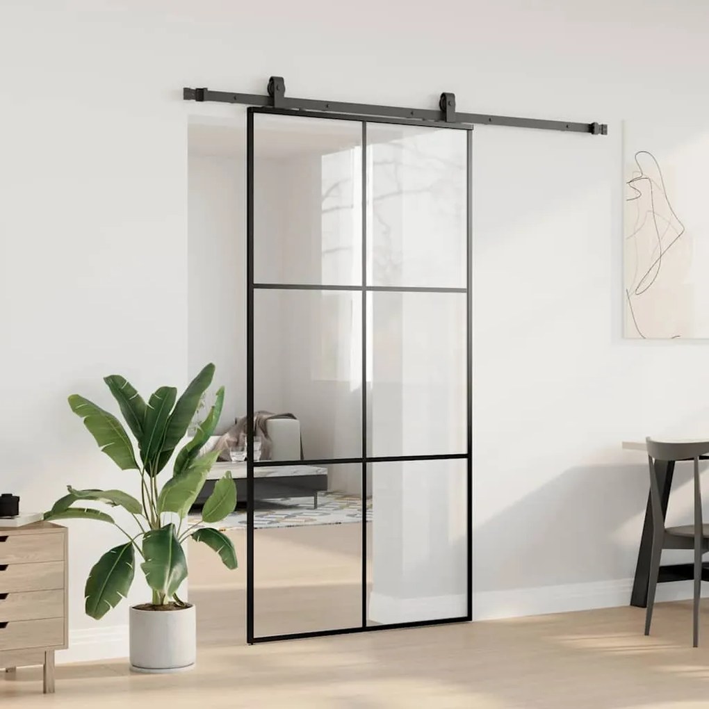 Porta deslizante c/ conj ferragens 102x205cm vidro ESG preto