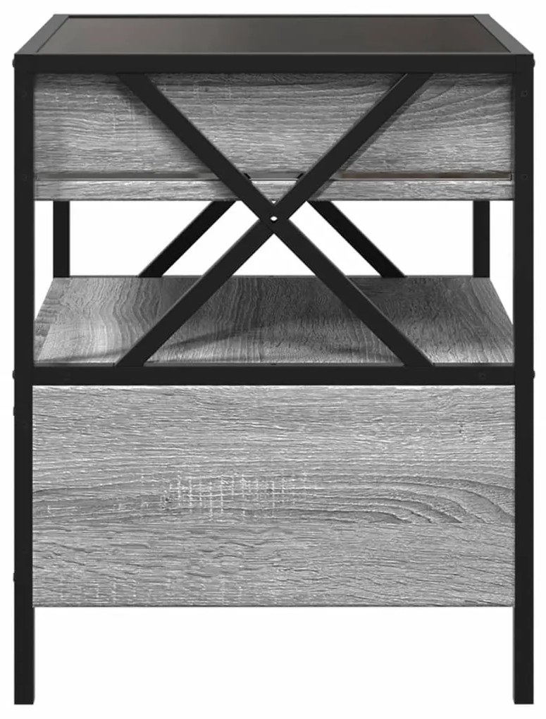 Mesa de centro luzes LED Infinity 40x40x51 cm cinzento sonoma