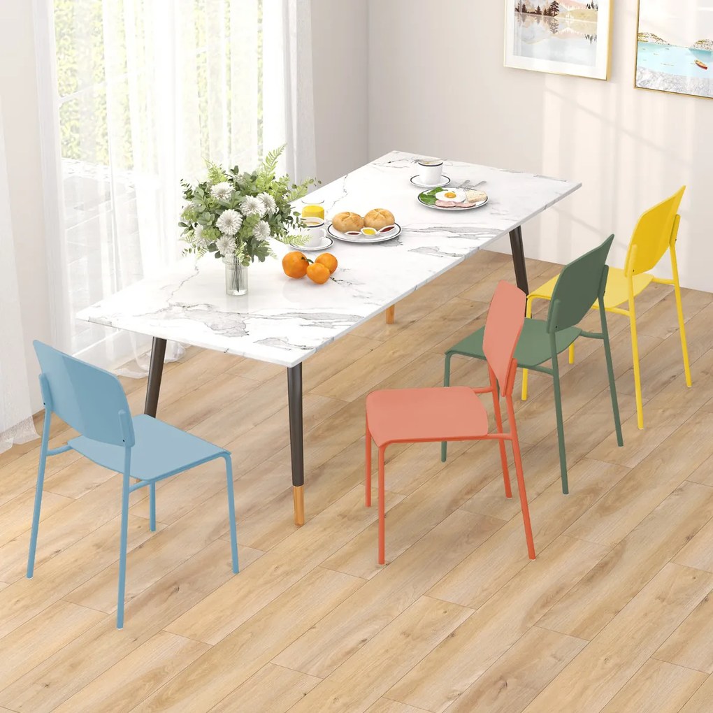 Conjunto de 4 cadeiras sem braços com encosto ergonómico e assento largo empilháveis para sala de jantar Carga 160 kg Multicolorido