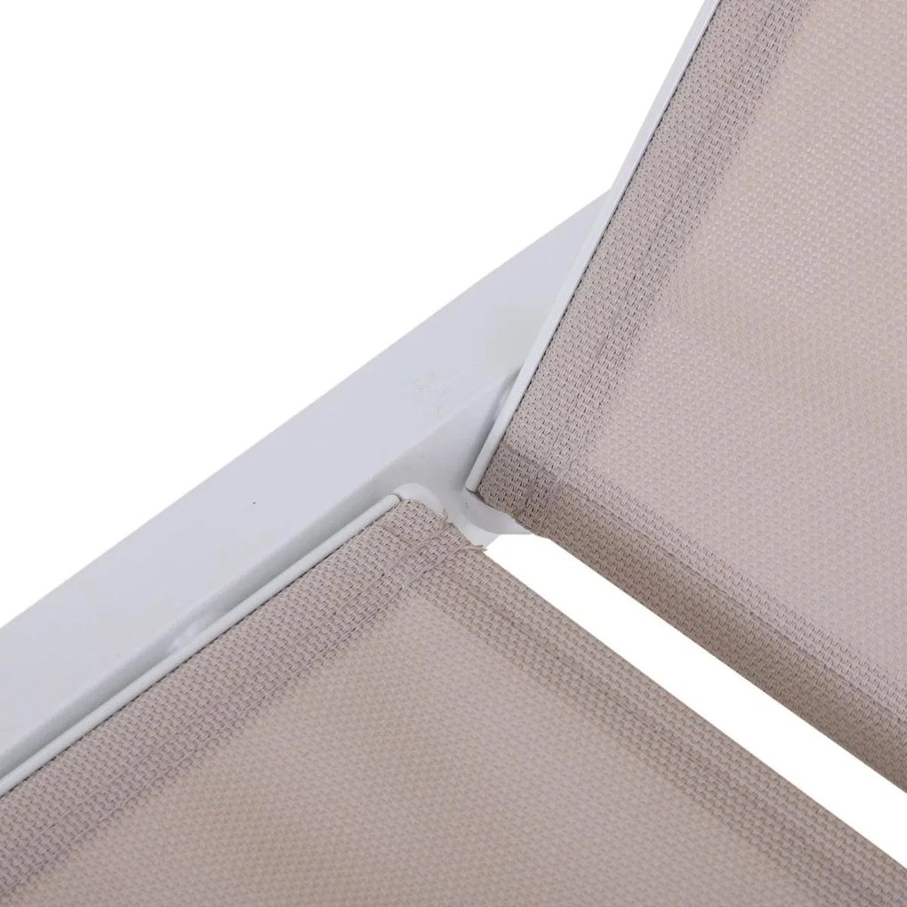 Espreguiçadeira de Jardim com Encosto Reclinável 5 Posições em Alumínio e Textilene Carga 120 kg 169x65x102 cm Bege