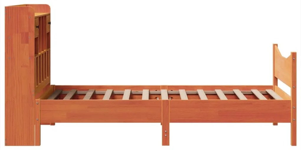 Cama sem colchão 75x190 cm madeira de pinho maciça castanho-mel