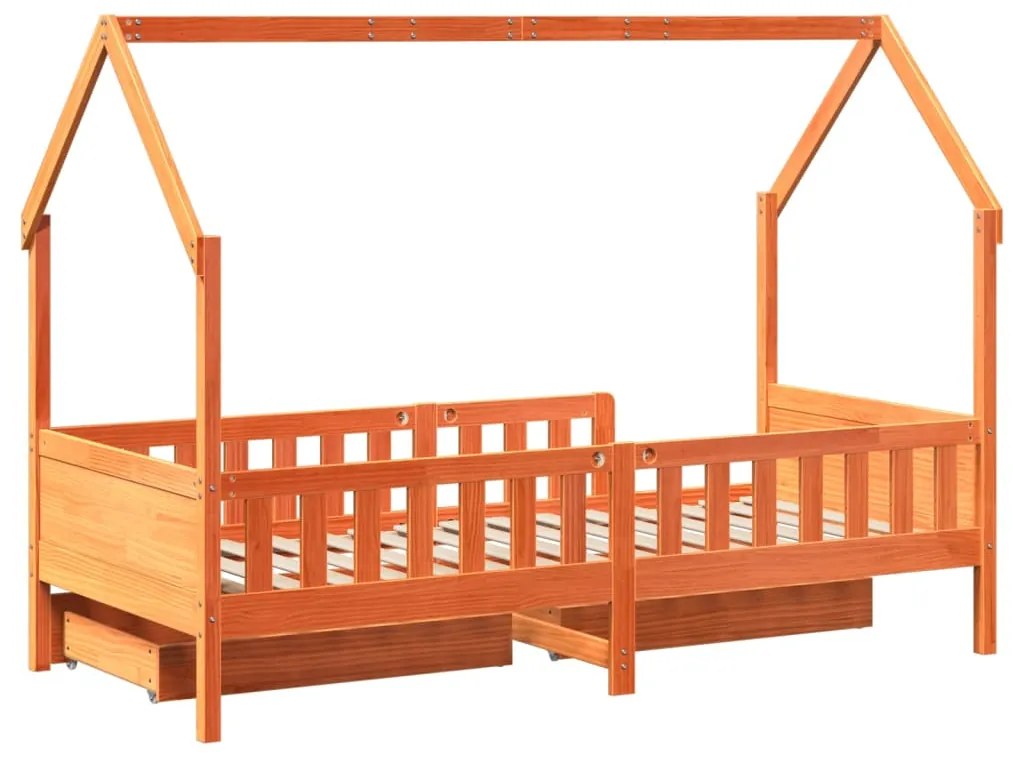 Estrutura de cama infantil c/ gavetas 90x200 cm pinho maciço