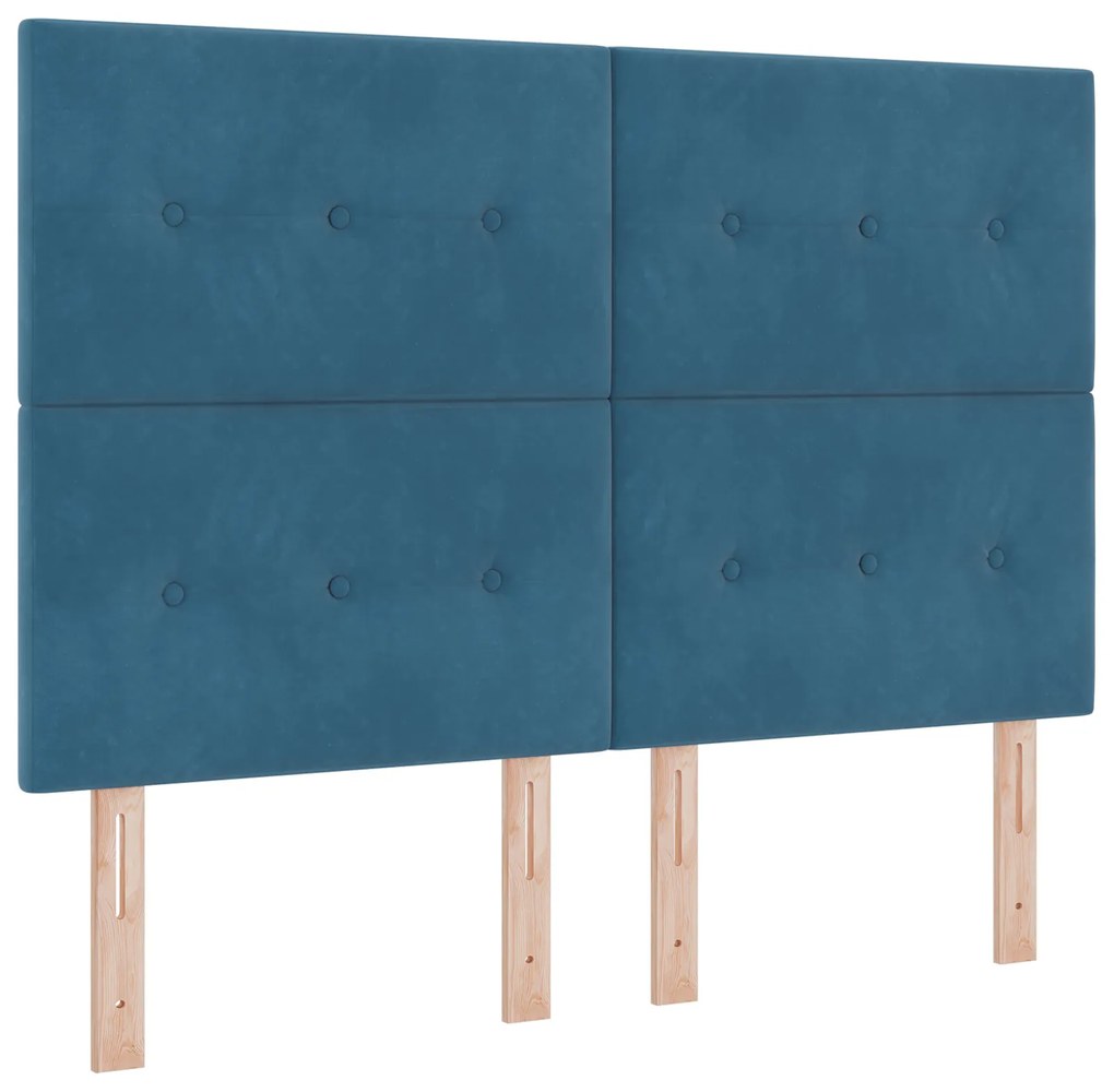 Cabeceira vidaXL com Botões Estofados Azul Escuro 140 cm Veludo