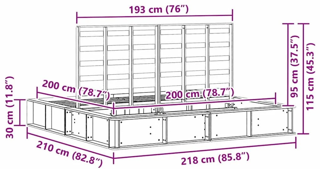 Estrutura da Cama Castanho 200 x 200 cm Madeira de Pinheiro