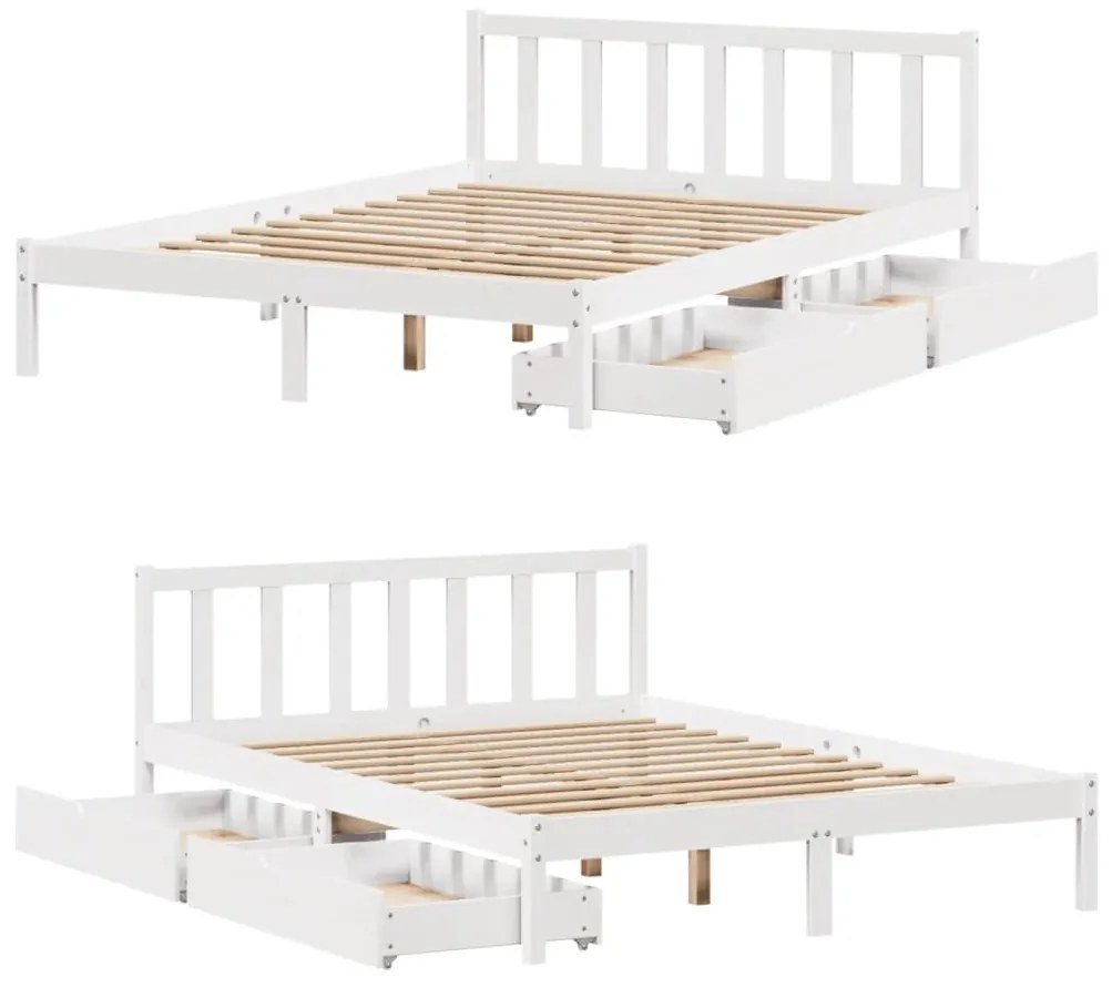 Cama sem colchão 140x190 cm madeira de pinho maciça branco