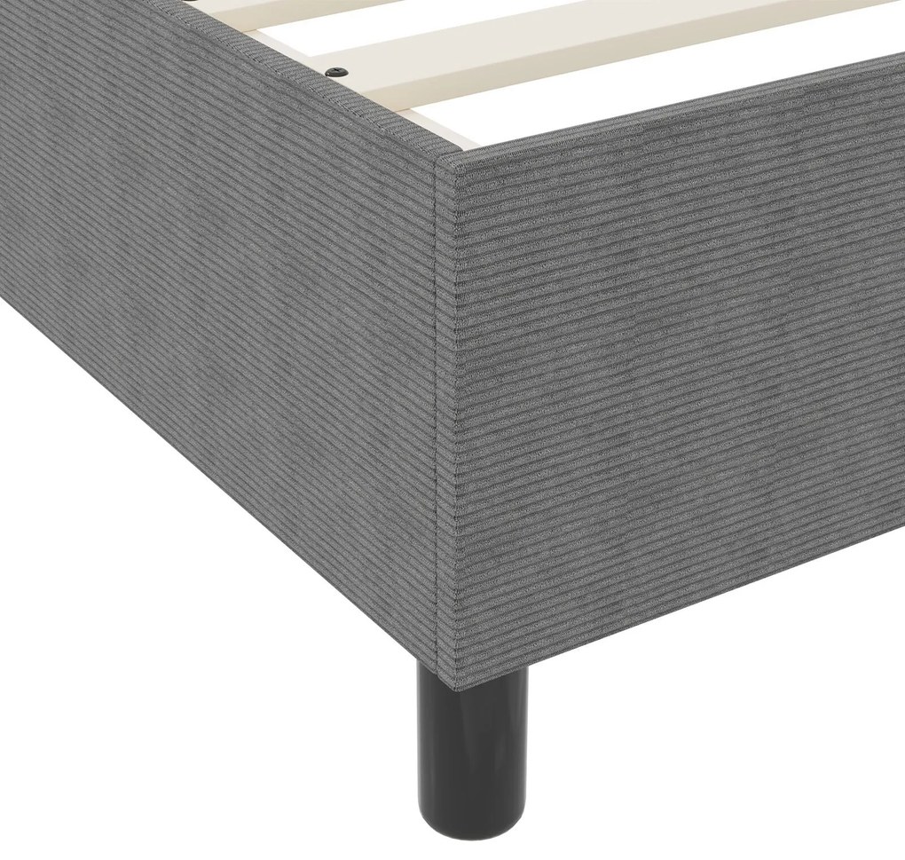 Cama Box Spring com Colchão Cinza Individual Tecido de Veludo