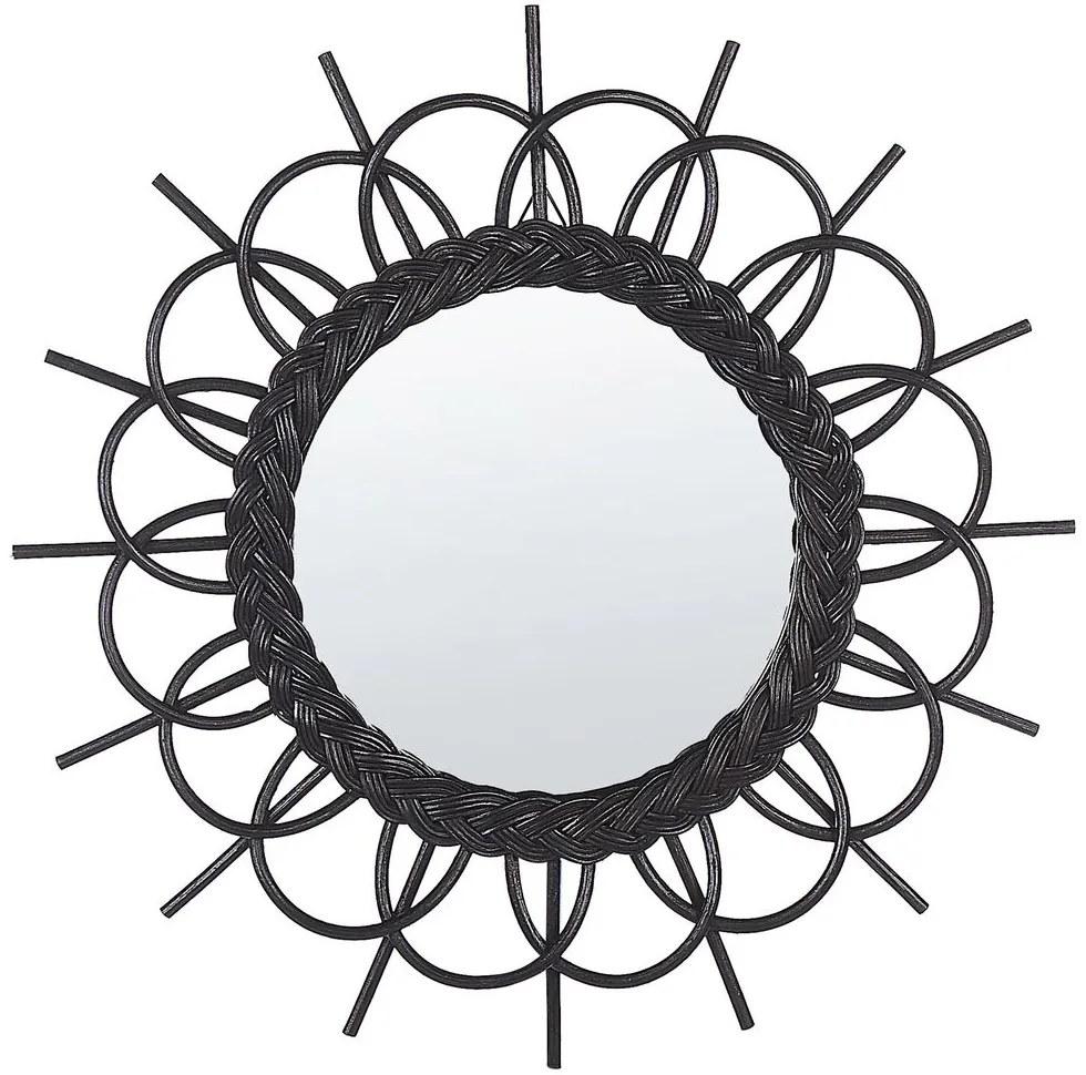 Espelho de parede redondo em rattan preto ⌀ 60 cm TELAKIA Beliani
