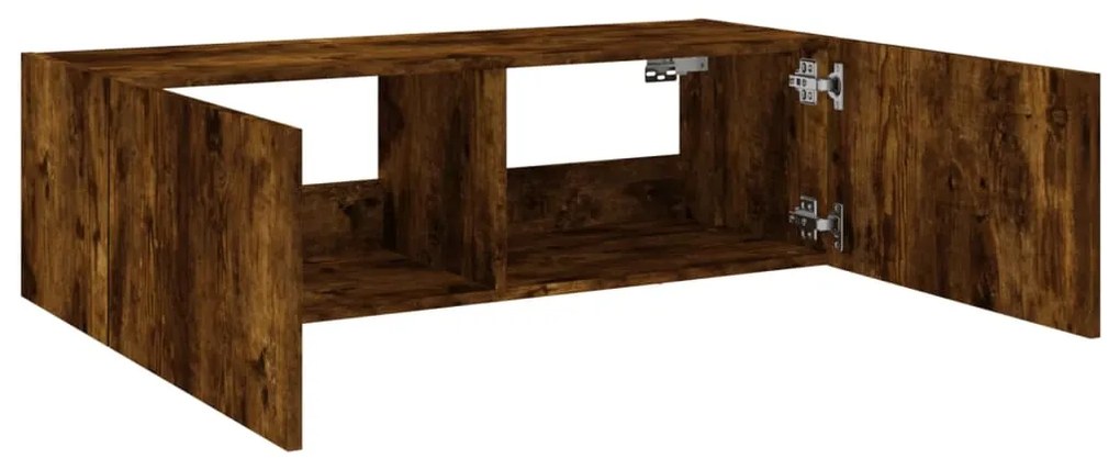 Móvel de parede p/ TV c/ luzes LED 100x35x31 cm carvalho fumado