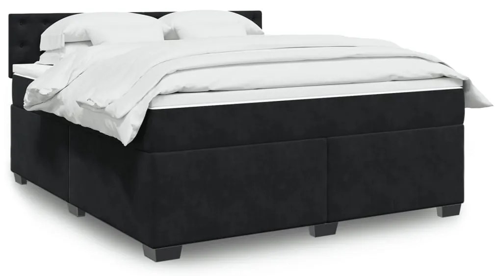 vidaXL Cama com molas/colchão 180x200 cm veludo preto