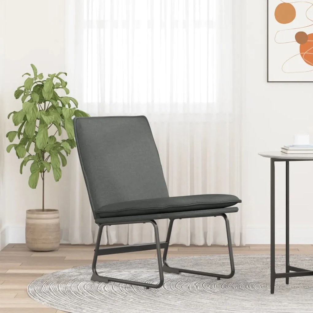 Cadeira lounge 52x75x76 cm tecido cinzento-escuro