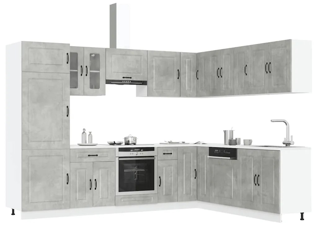 14 peças armário de cozinha conjunto Kalmar concreto cinza