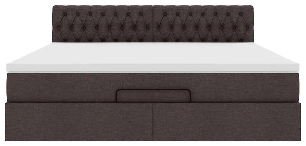 Estrutura de cama otomana com colchão 180x200cm castanho escuro