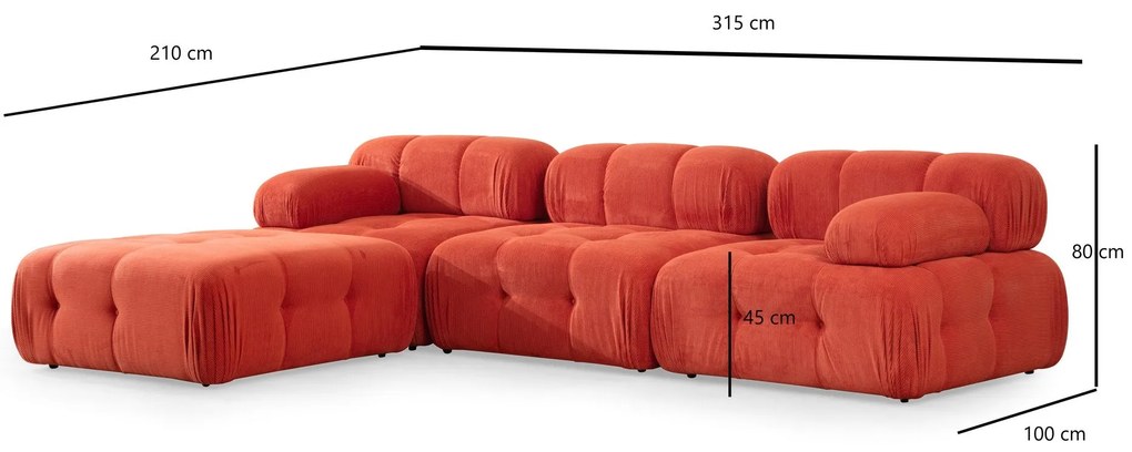 ****
Sofá de Canto Doblo – Vermelho – 300x200 cm

**