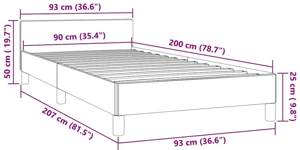 Estrutura de cama sem colchão 90x200 cm veludo cinzento-escuro