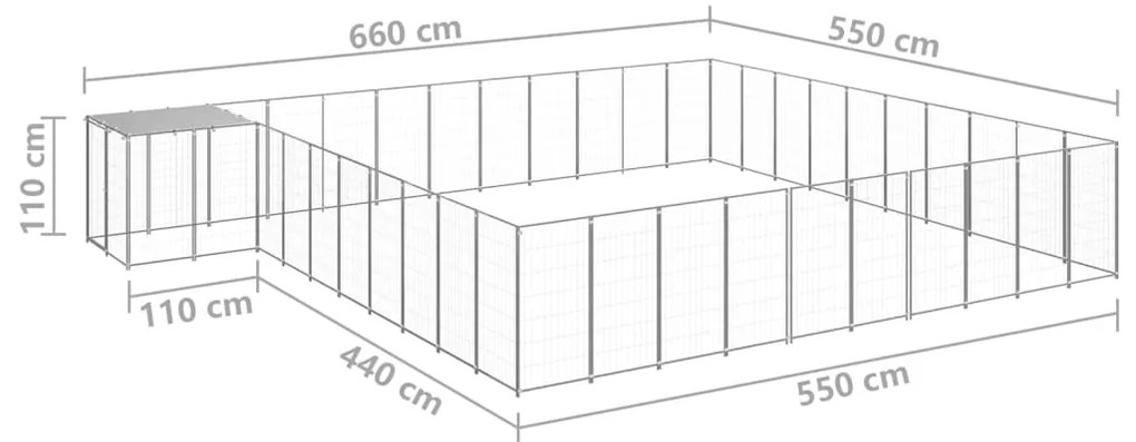 Canil 31,46 m² aço prateado