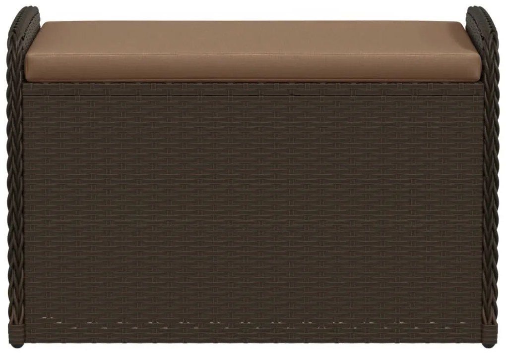 Banco de arrumação com almofadão 80x51x52 cm vime PE castanho